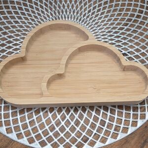 Cloud-Shaped Bamboo Tray - Natural Wood